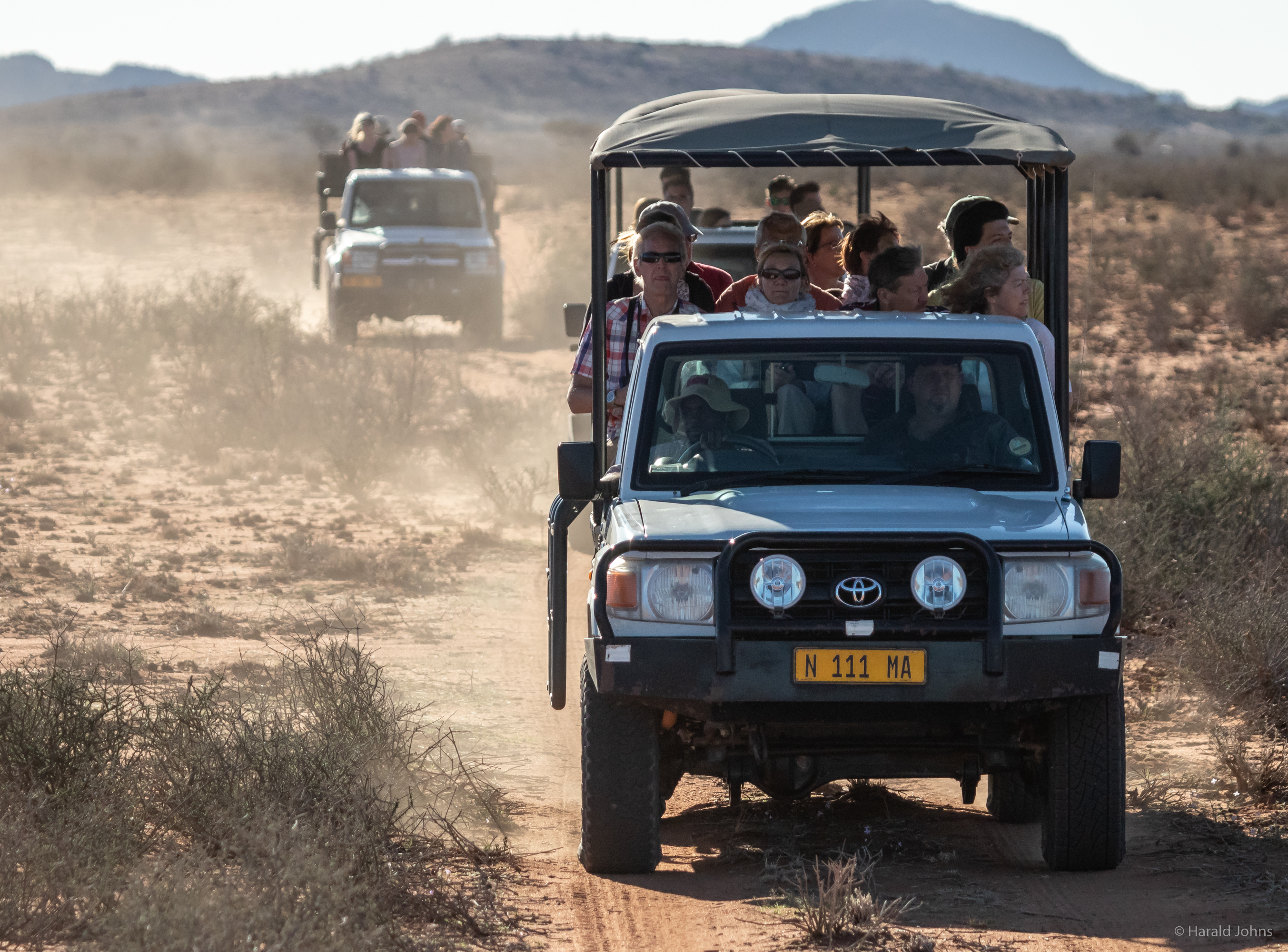 Pirschfahrt (Game Drive) bei We Kebi am späten Nachmittag